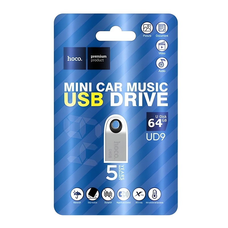 Флешка USB HOCO UD9 Insightful Smart mini car music USB drive 64Gb silver