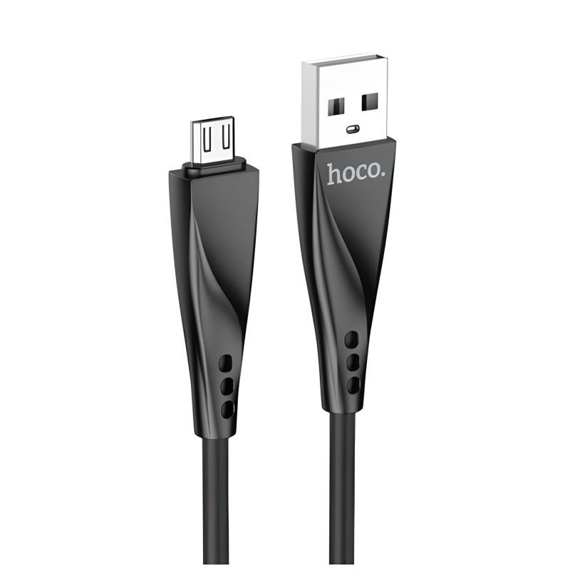 Кабель HOCO DU16  Silica gel charging data cable for Micro/2A/1m. Black