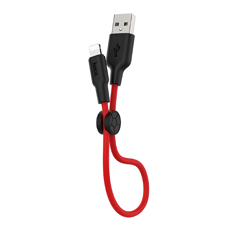 Кабель HOCO X21 Plus Silicone Lightning 2,4A/0,25m. Black&Red