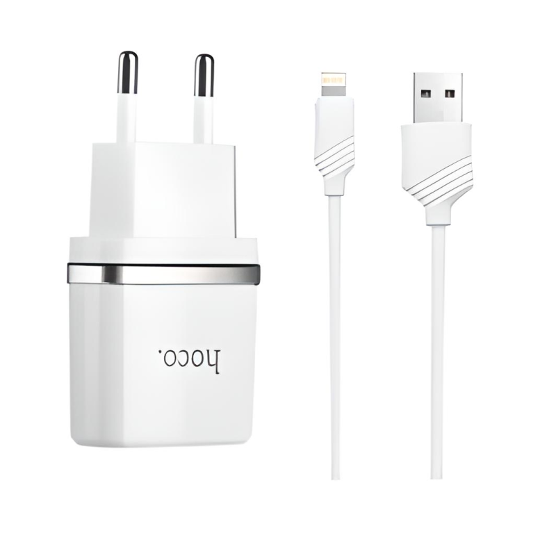 Мережевий зарядний пристрій HOCO C11 Smart 1USB/1A + Lightning White