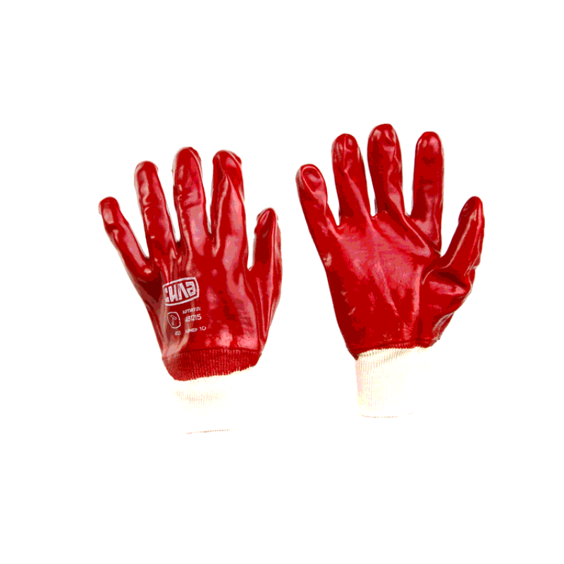 Перчатки з ПВХ покриттям р10 (червоні манжет без хеддера) (СИЛА - Інструмент) 