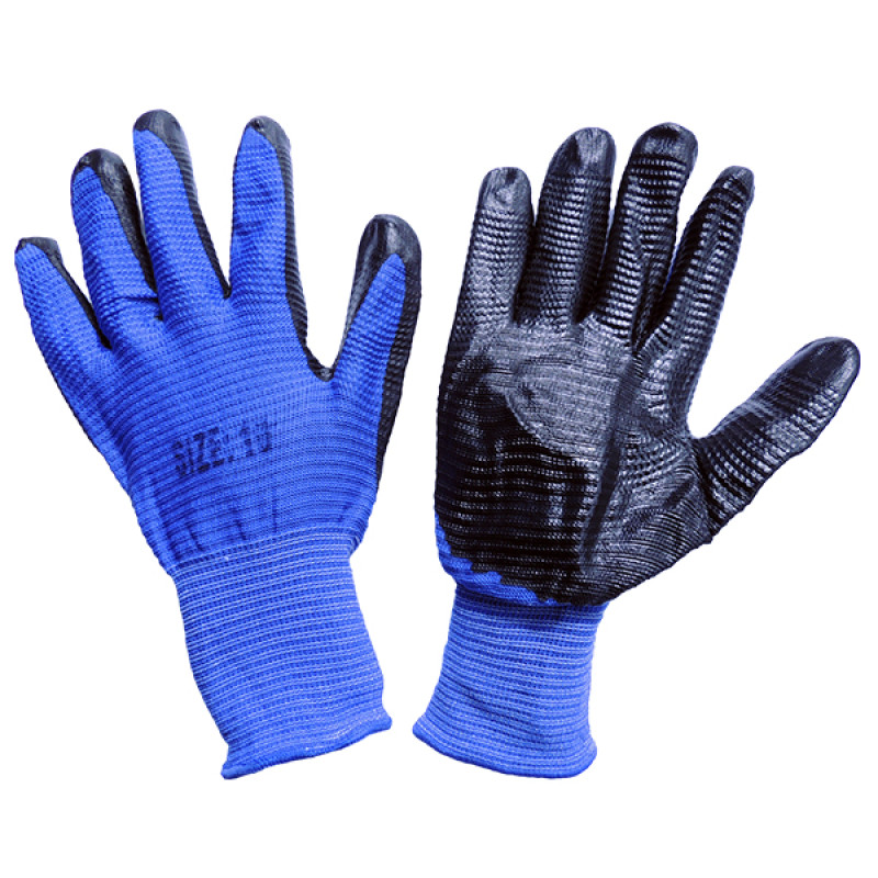 Перчатка DERMAGRIP Вампир синя з чорним обливом РЕБРИСТА 12/600