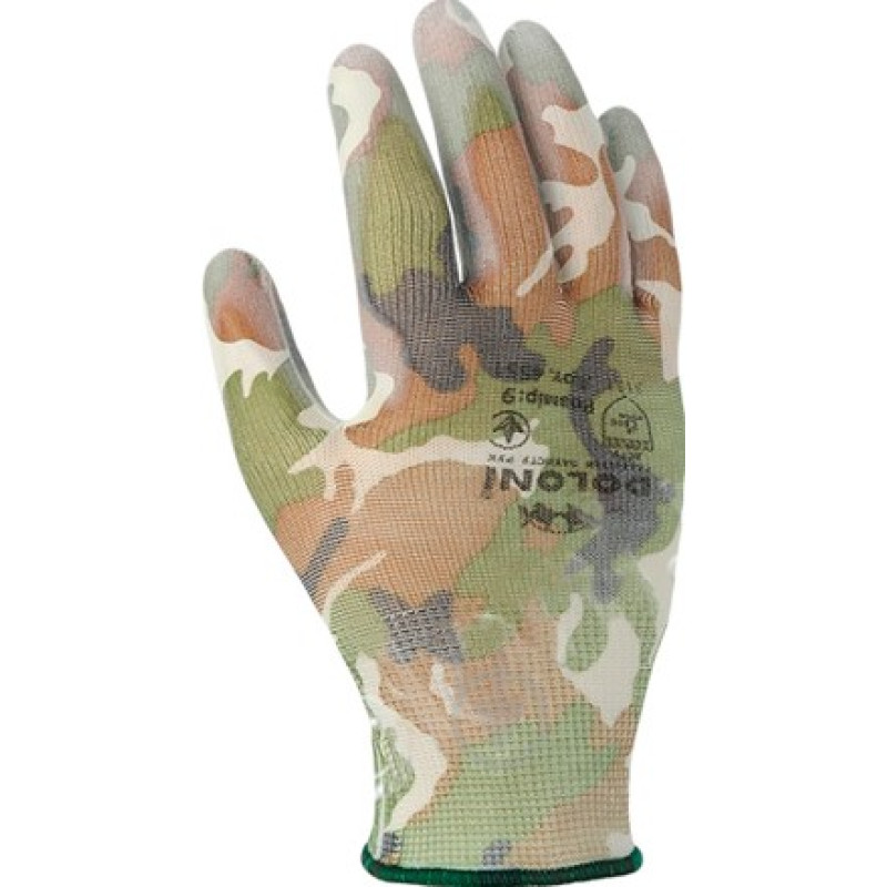 Перчатки Арт 4551 мілітарі, нейлон, поліуретан, гладкі, в'язаний манжет р.9 