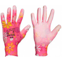 Перчатки Арт 4548 рожеві, нейлон, поліуретан, гладкі, в'язаний манжет р.8 