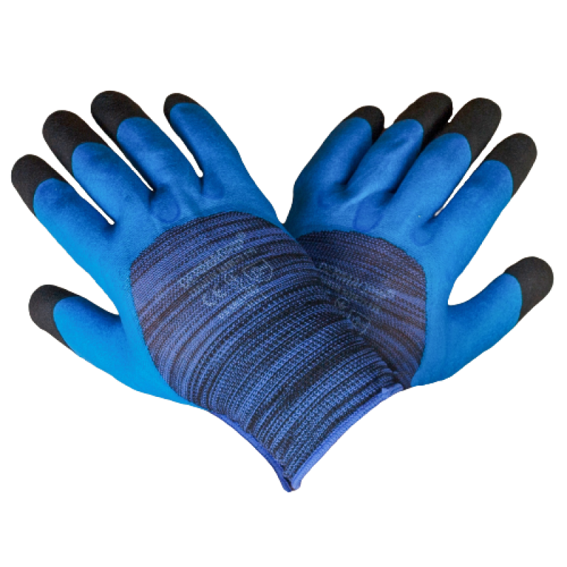 Перчатка СТРЕЧ DERMAGRIP Вампир 2-й облив чорний палець ПЕНА Синя 12/600