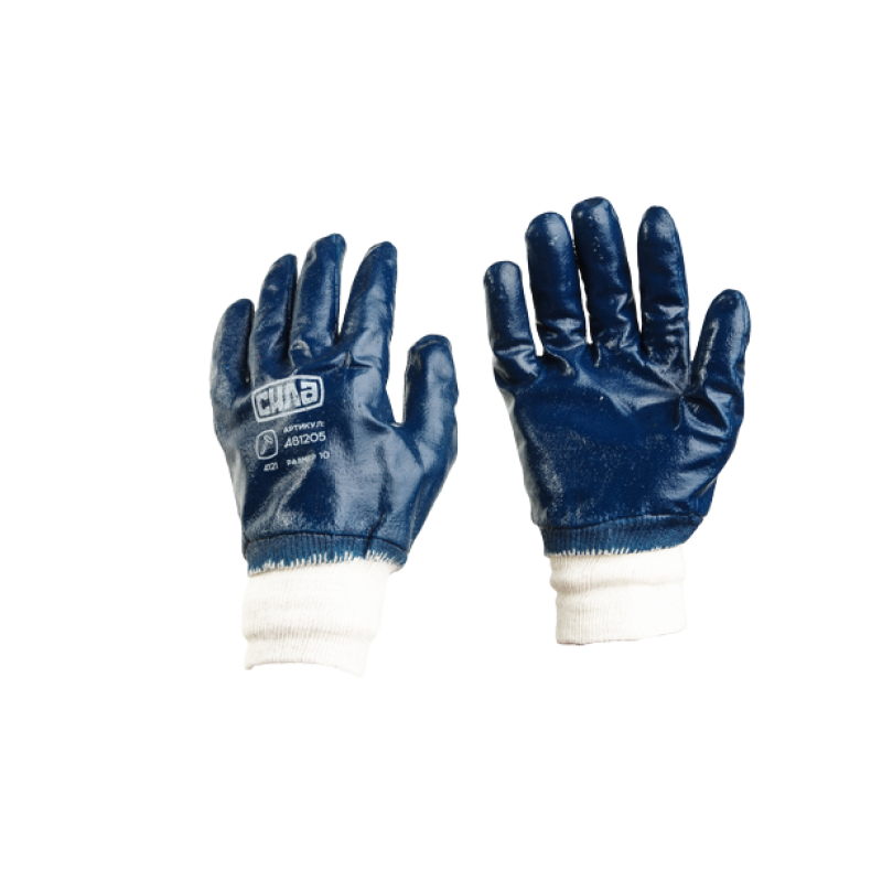 Перчатки з нітриловим покриттям р10 (сині манжет в'язан.) (СИЛА - Інструмент) 
