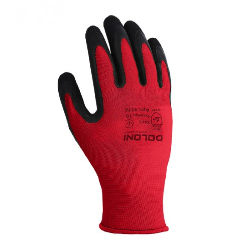 Перчатка Днепр Арт 4176 трикотаж, червоний, нейлон, манжет в'язаний, латекс, неповний облив.р.10 