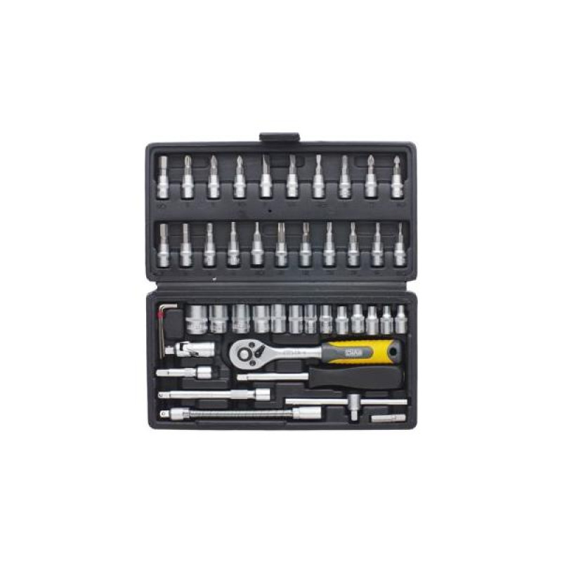 Набір насадок торцевих з тріскачкою ¼ CrV 46 шт