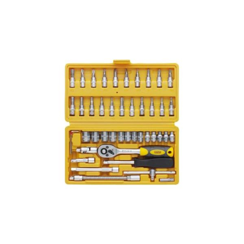 Набір насадок торцевих з тріскачкою стандарт ¼ 46 шт