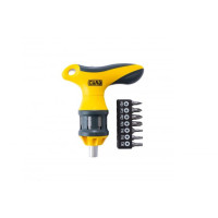 Викрутка T-подібна реверсивна посилена з битами CrV 16в1