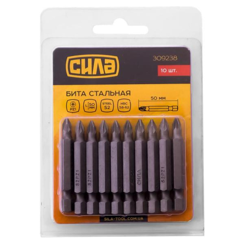 Біта РZ1*50мм , 10шт/уп (СИЛА - Інструмент)