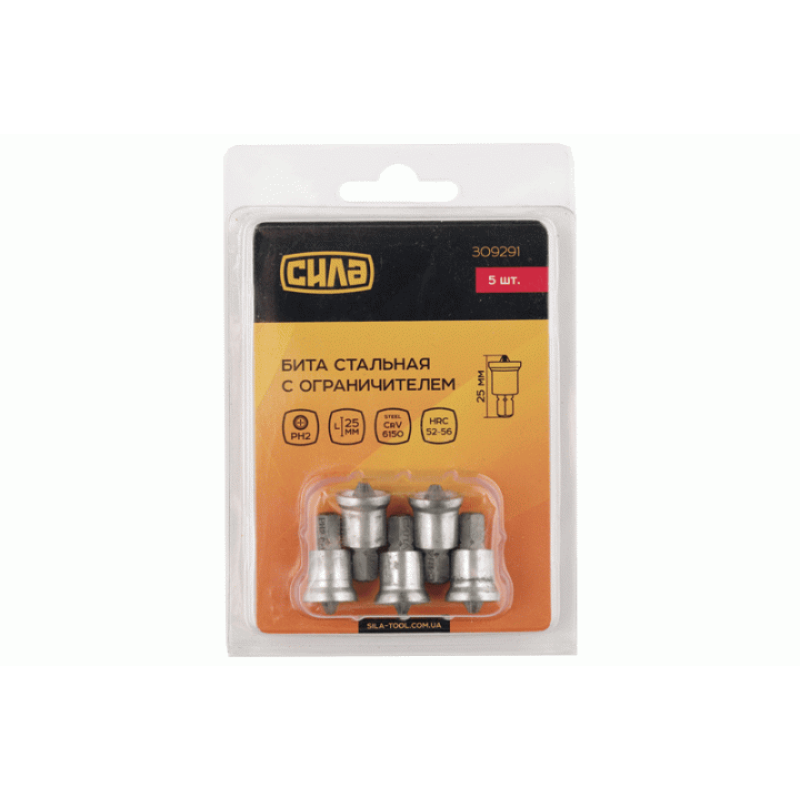 Біта РН2 * 25мм c обмежувачем, 5шт / уп (СИЛА - Інструмент)