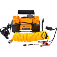 Компресор двопоршневий ДАБЛ в КЕЙСІ 85 л/хв. 10 Атм. (кручений шланг 5м, клеми АКБ / прикурювач)