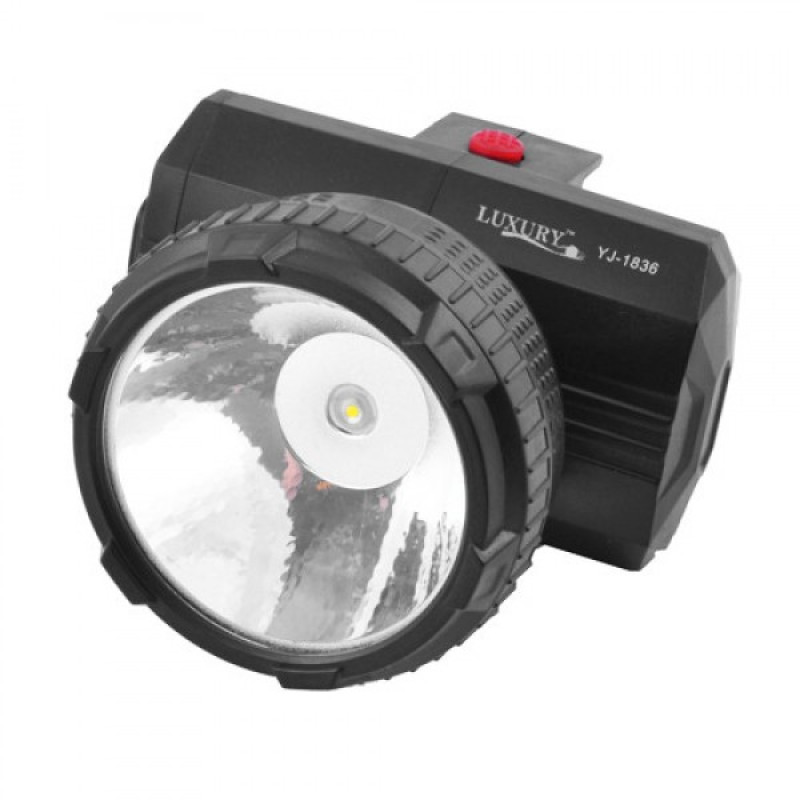 Ліхтар 1836 на лоб, акумулятор.+ЗУ, 1МОНОкрист. 90*95*70 мм
