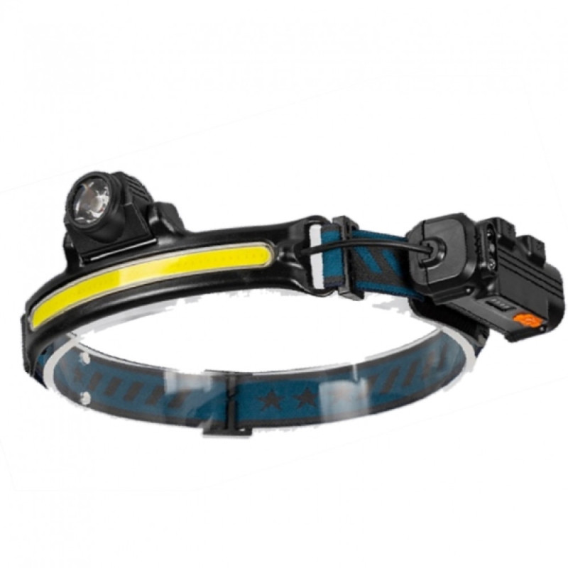 Ліхтар 150 на лоб POLICE+SENSOR, T6+COB, датчик руху, вбудований акумулятор