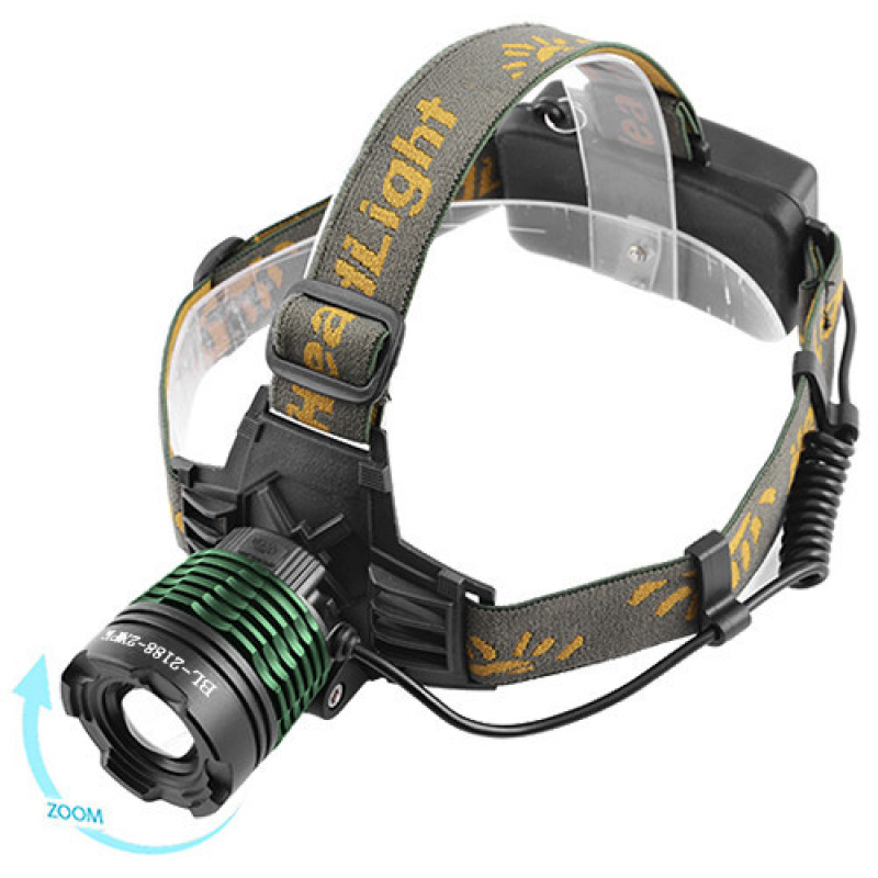 Ліхтар 2188-2XPE на лоб, POLICE ZOOM МОНОкрист, 3 режима, 2 Li-ion акк.+ ЗУ 220V+12V