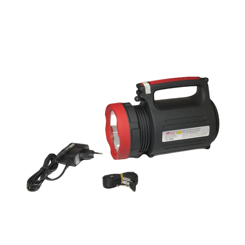 Ліхтар 2886 акумуляторний 7000 mA/h, 5W 1МОНОкріст + 2 труби (22Крист.), з маяком, зарядка USB, d100mm