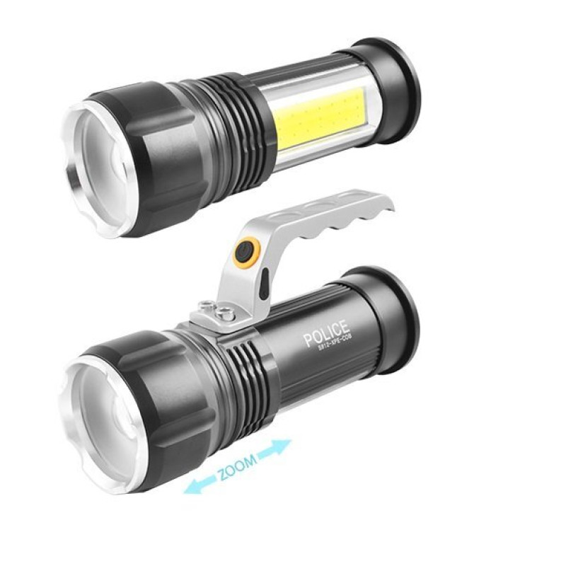 Ліхтар Poliсe переносний S912-XPE+COB(white+red), zoom, 2x18650, ЗУ 220V/12V, 170*61*50