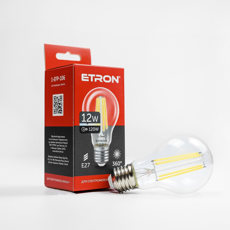 Лампа світлодіодна ETRON Filament Power 1-EFP-106 A60 12W 4200K E27 