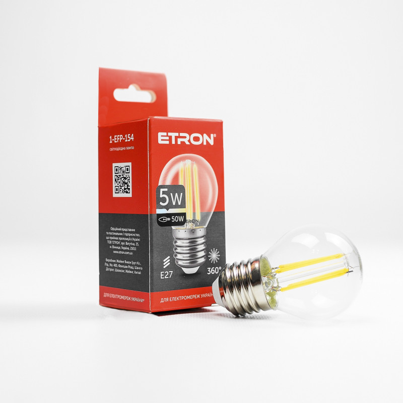 Лампа світлодіодна ETRON Filament Power 1-EFP-154 G45 E27 5W 4200K  