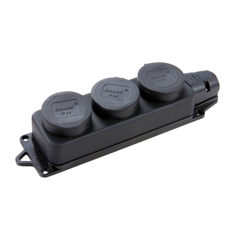 Розетка потрійна з заглушками (каучук) Lezard (1/36 шт)