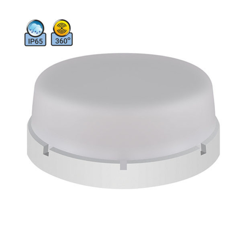 Світильник ERKA 1065D.i-B, настінний з вбудованим датчиком руху, 26 W, круглий, білий, Е27, IP 65