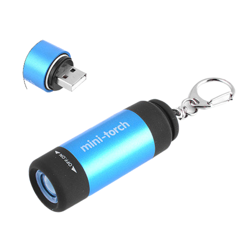 Ліхтар Брелок HJ-120, ЗУ USB, карабін, 62*22 мм,   1/24