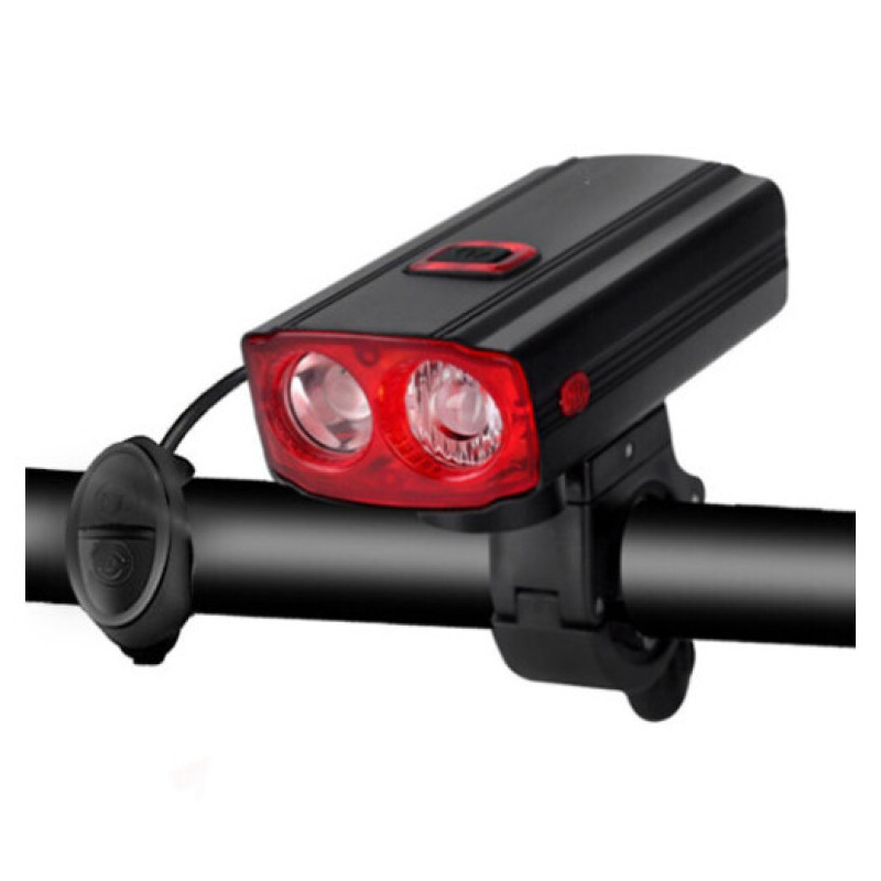 Велодзвінок + фара 581-A-2L2 ULTRA LIGHT, ALUMINUM, Power Bank, винос кнопка, акум., ЗУ micro USB