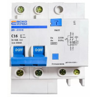 Дифференциальный выключатель ДВ-2006 2p 16А 30мА