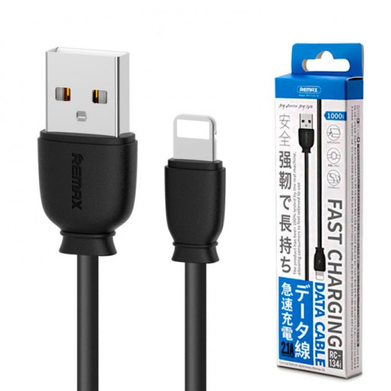 Кабель Remax Fast Charging DATA RC-134i for Lightning 2,1A/1m. Black