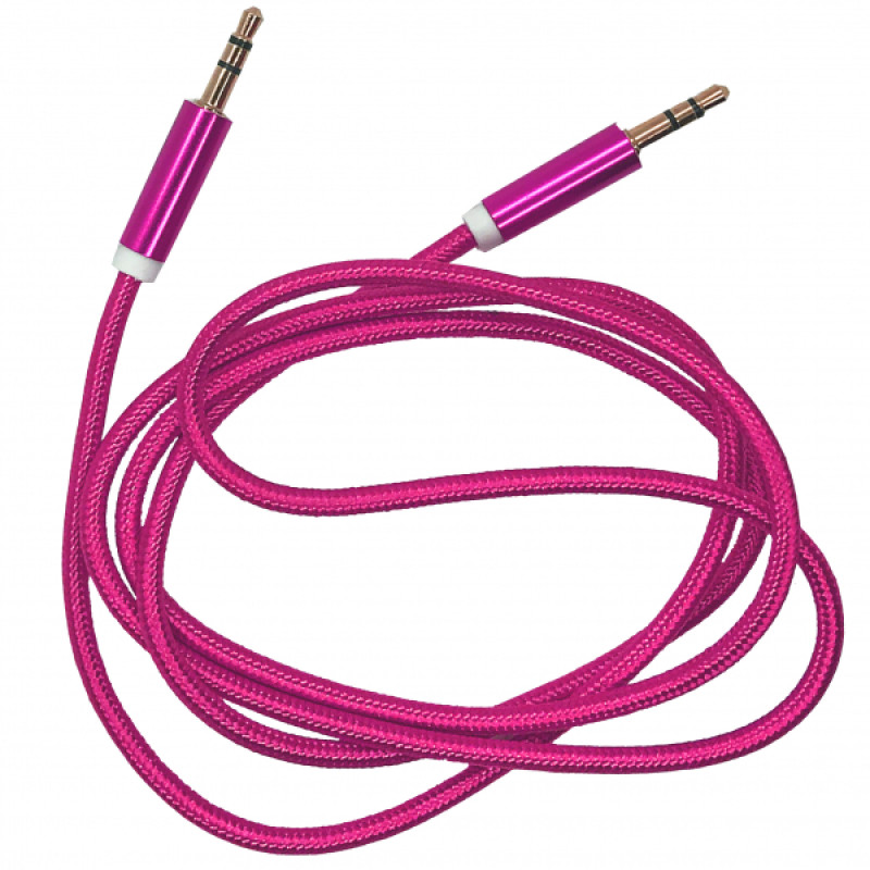 AUX-Кабель 3.5x3.5/Ткань Classic/VIP Metal Jack/1m. Crimson-Bright