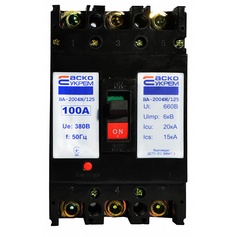 Автоматичний вимикач УКРЕМ ВА-2004N/125 3р 100А АСКО