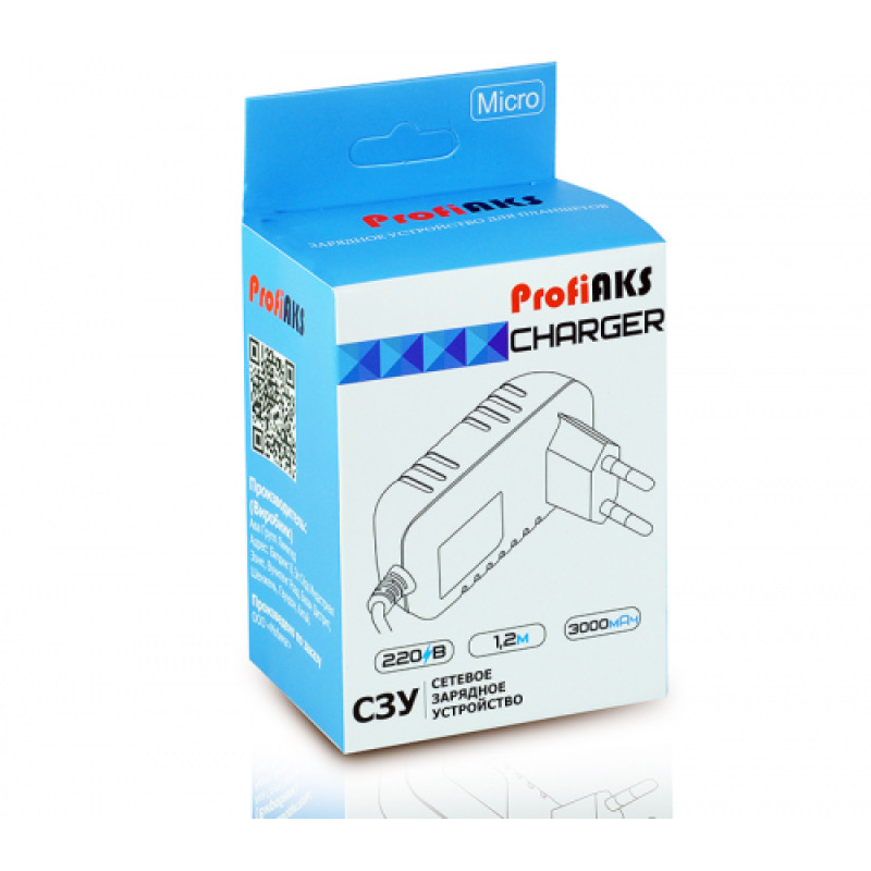 Мережевий зарядний пристрій ProfiAks 5V3A micro USB