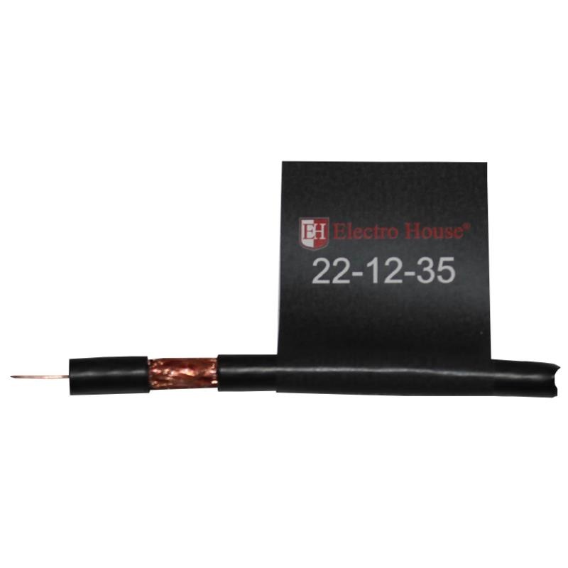 Кабель ElectroHouse TV coaxial RG 6U (МЕДЬ) зовнішній чорний, екран 100%, 22-12-35 бухта 100 м