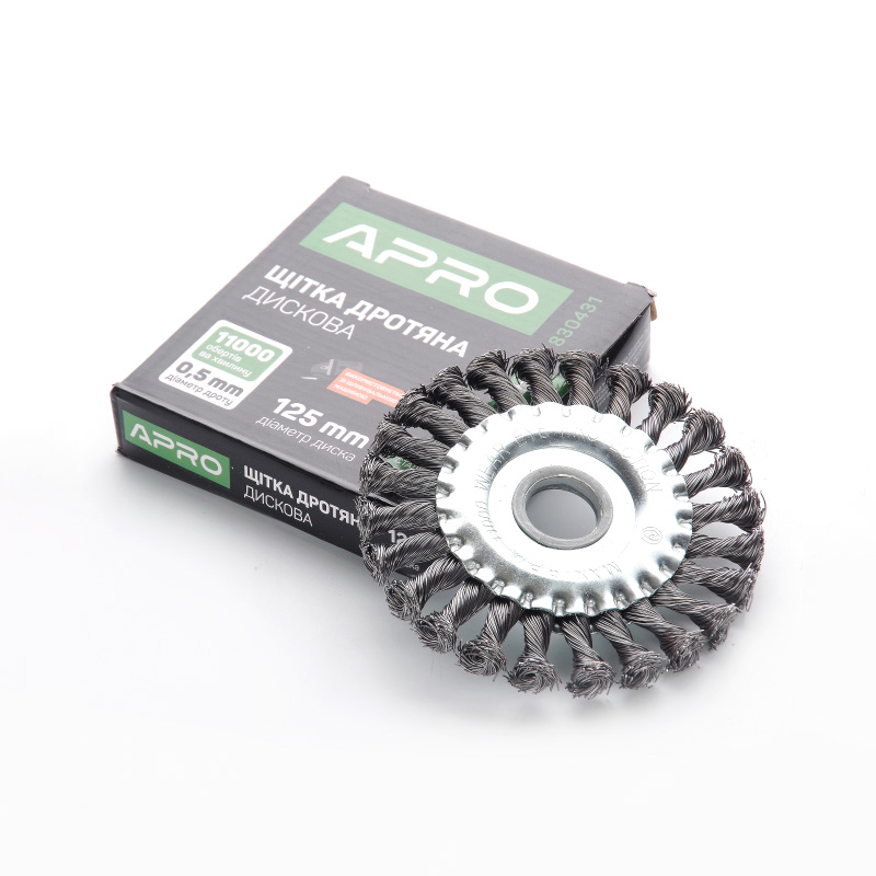 Щітка коло сталеві витки 125 мм (КШМ) (APRO)