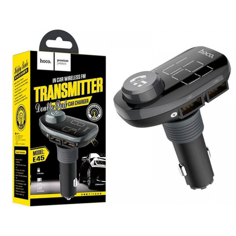 АЗП/FM Модулятор HOCO E45 Happy Route 2,4A Black