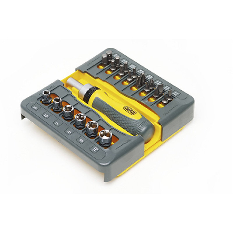 Викрутка реверсивна з битами і насадками CrV Трансформер 22шт (СИЛА - Інструмент)