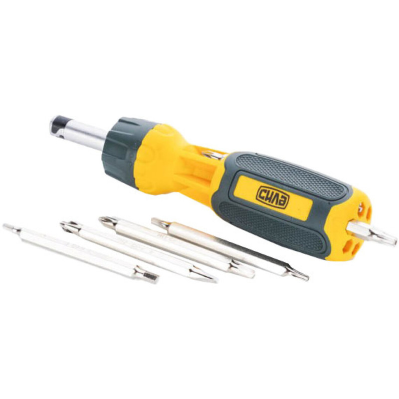 Викрутка реверсивна з бітами CrV 7в1 (6 шт 2-о бічних  біт 85мм)