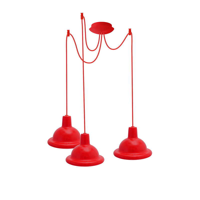 Світильник ERKA 1303-323, стельовий, 3*60W, 2м, червоний, Е27