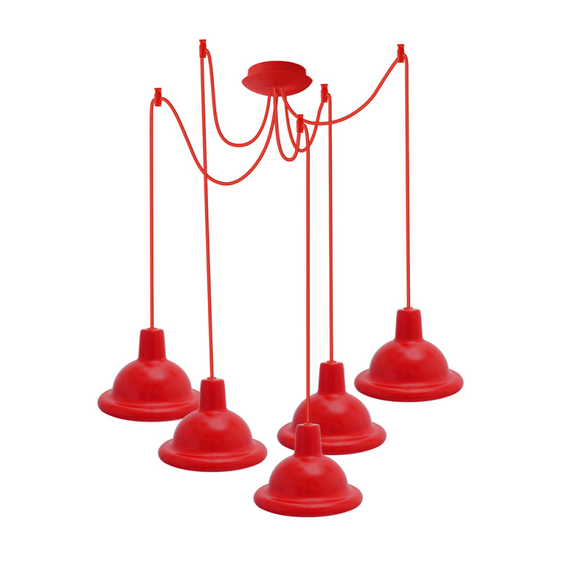 Світильник ERKA 1303-525, стельовий, 5*60W, 2м, червоний, Е27