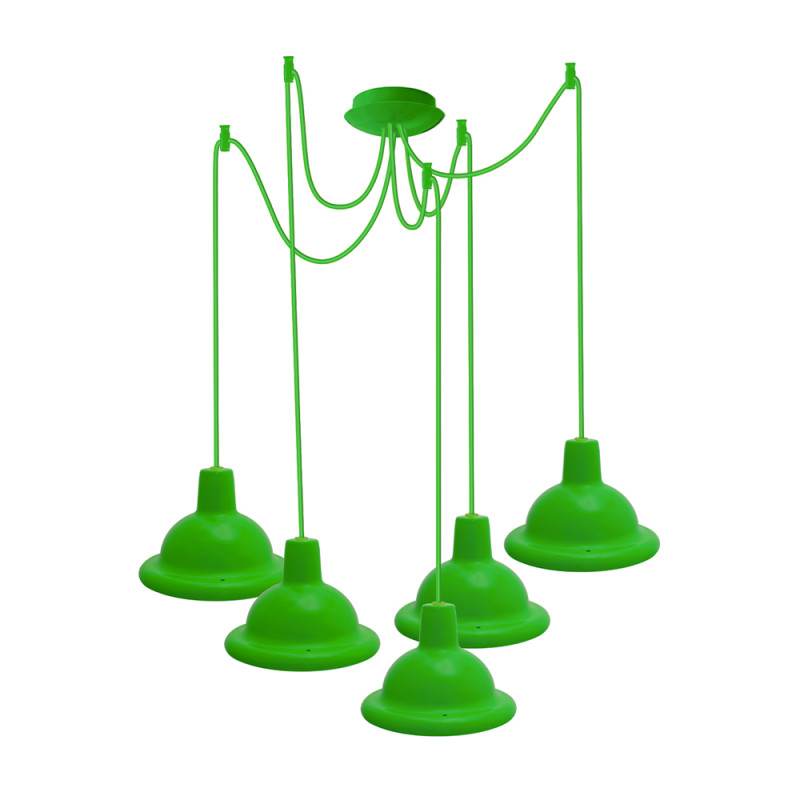 Світильник ERKA 1303-525, стельовий, 5*60W, 2м, салатовий, Е27