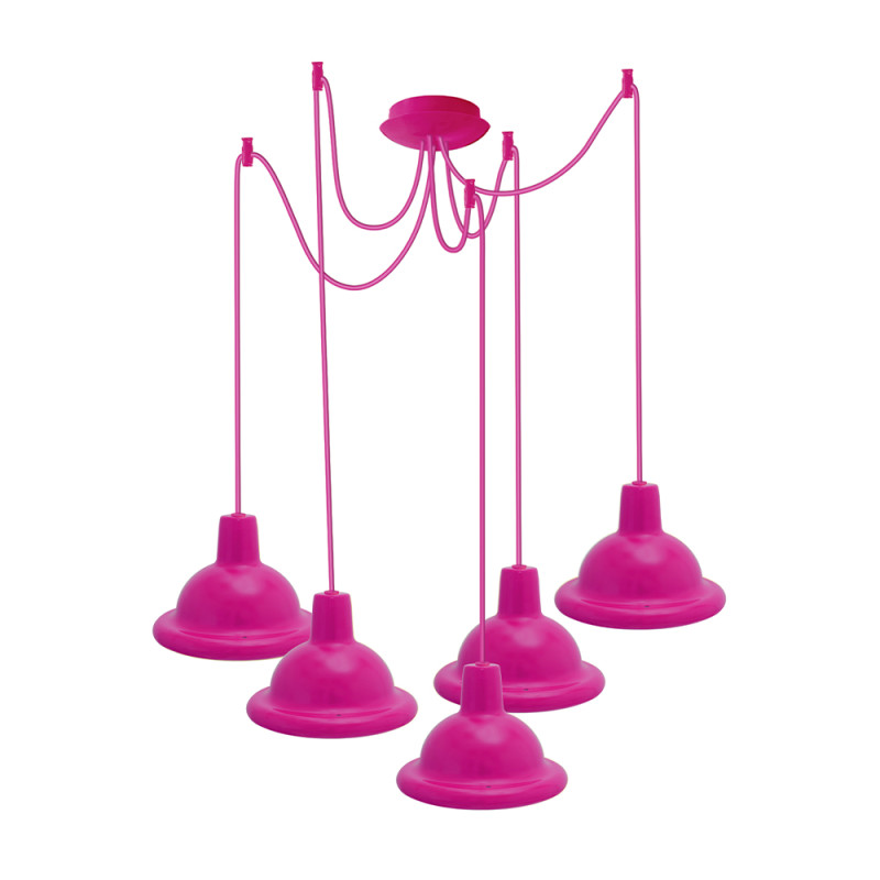 Світильник ERKA 1303-525, стельовий, 5*60W, 2м,  рожевий, Е27