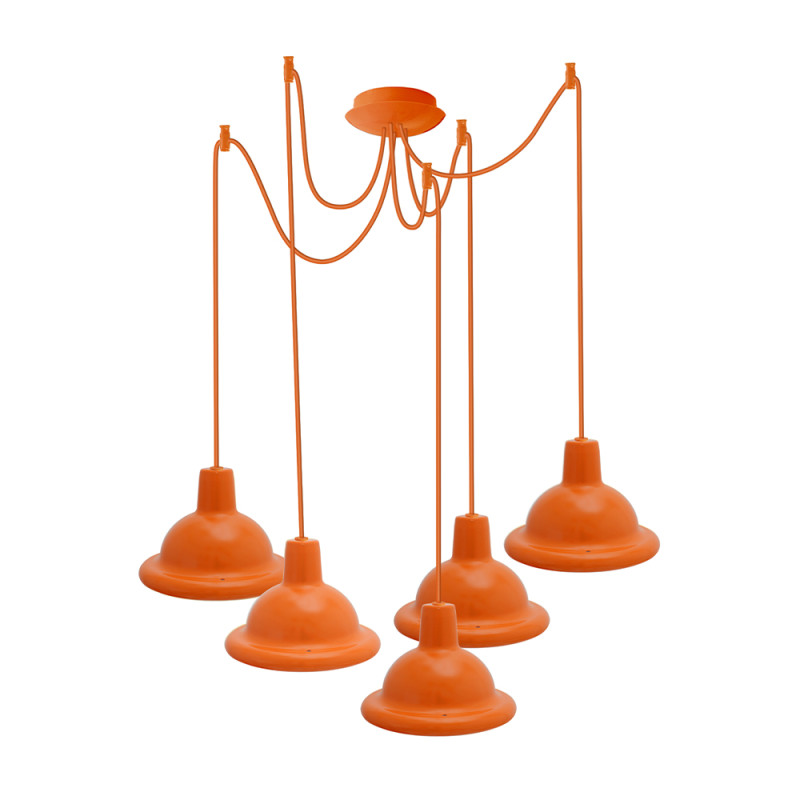 Світильник ERKA 1303-525, стельовий, 5*60W, 2м,  помаранчевий, Е27