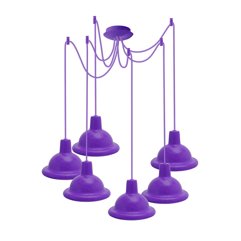 Світильник ERKA 1303-626, стельовий, 6*60W, 2м, фіолетовий, Е27