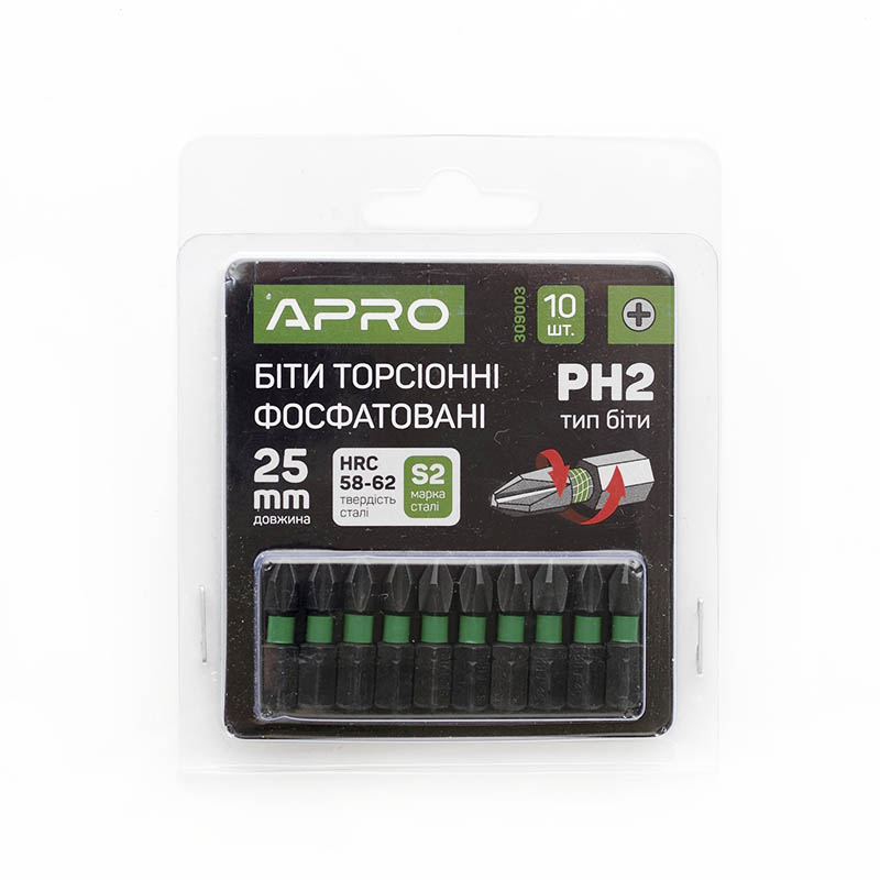 Біта APRO ударна торсіонна РН2 * 25мм, 10шт / уп (APRO)