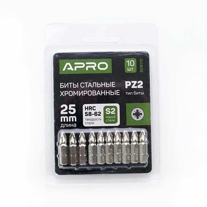 Біта APRO РZ2*25мм хром, 10шт/уп  (APRO)