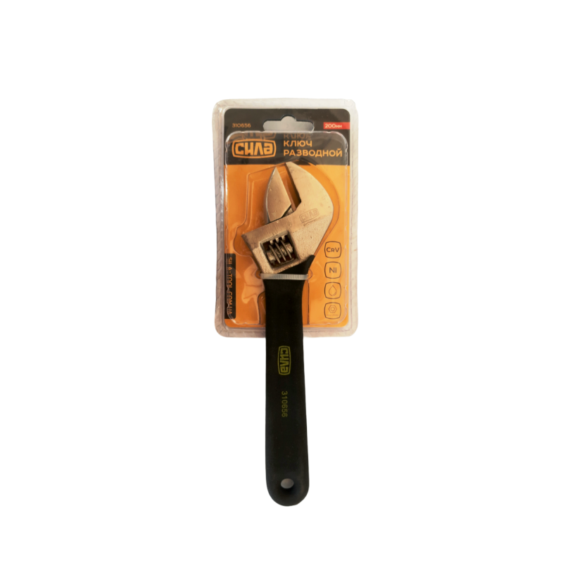 Ключ розвідний обгумований CrV 0-25 / 200мм (СИЛА - Інструмент)