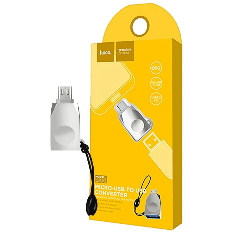 Перехідник-OTG HOCO UA10 Micro-USB Adapter Silver-Nickel