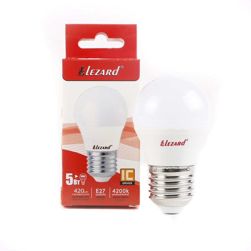 Лампа світлодіодна LED GLOB A45 5W 4200K E27 220V Lezard (1/25/100 шт)
