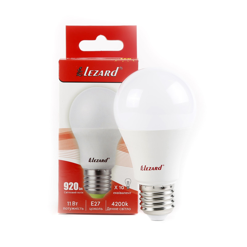 Лампа світлодіодна LED GLOB A60 11W 4200 E27 220V Lezard (1/50 шт)